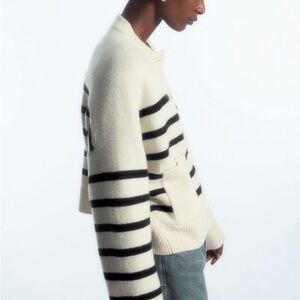 NWT COS Cream and Black Striped Cardigan